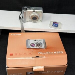 Canon PowerShot A520 4.0MP Silver Digital Camera 4x Zoom (Tested) w/ Box & 256mb